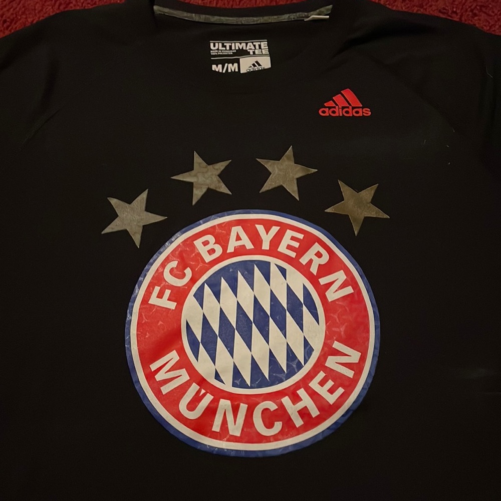 Black Adidas Bayern Munich shirt. ONLY WORN ONCE